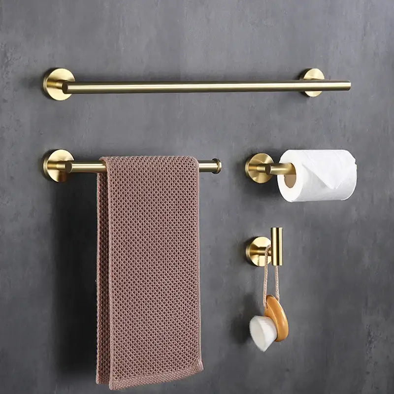 Brushed gold bathroom accessories set hand towel bar and paper holder