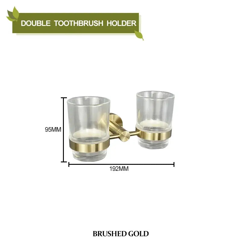 Brushed gold bathroom pendant set with towel bar and paper holder