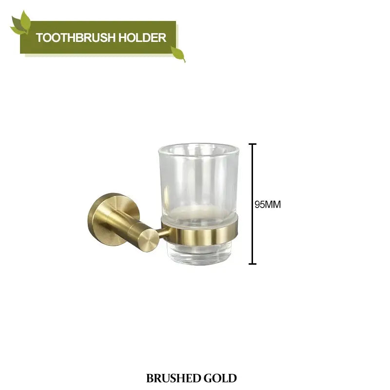 Brushed gold bathroom pendant set with towel bar and paper holder