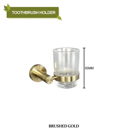 Brushed gold bathroom pendant set with towel bar and paper holder