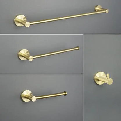 Brushed gold bathroom pendant set with towel bar and paper holder