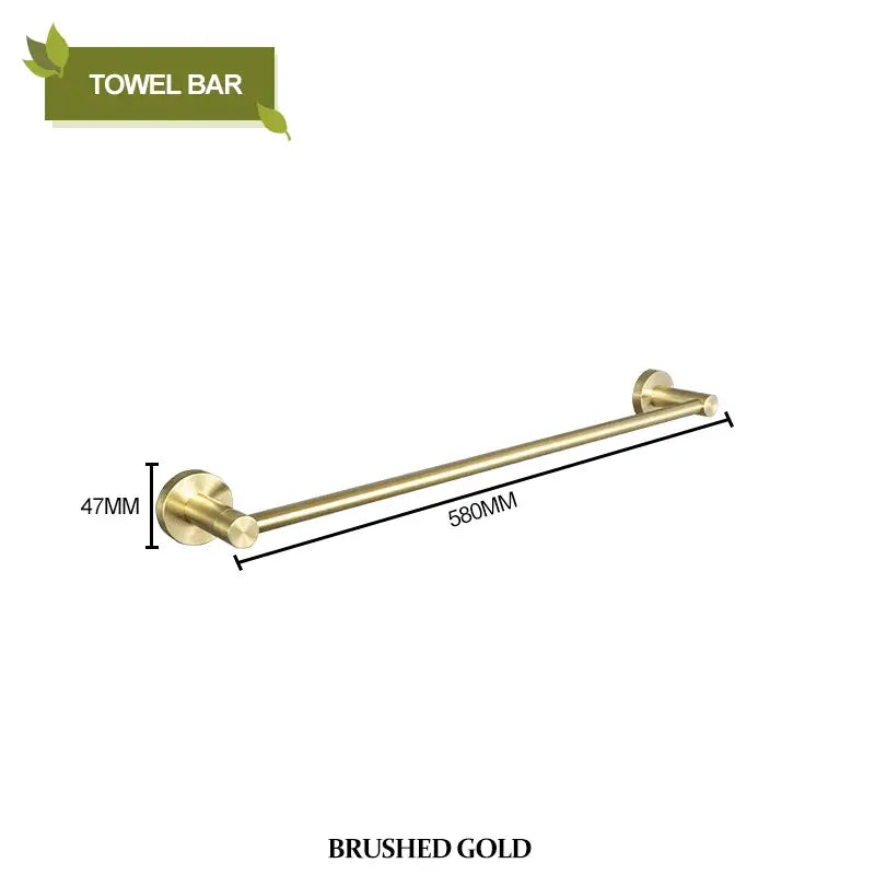 Brushed gold bathroom pendant set with towel bar and paper holder