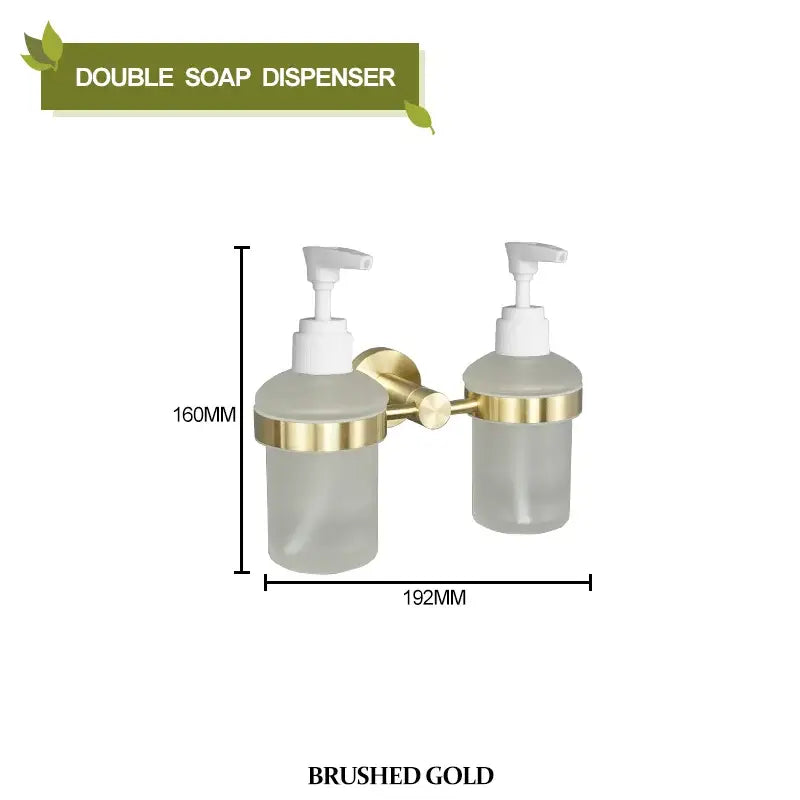 Brushed gold bathroom pendant set with towel bar and paper holder