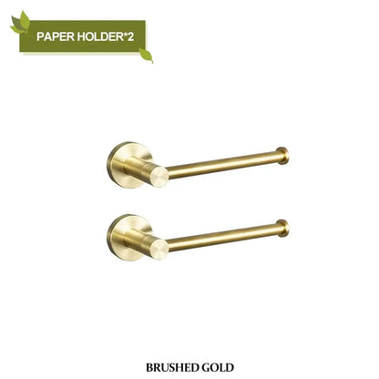 Brushed gold bathroom pendant set with towel bar and paper holder