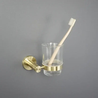 Brushed gold bathroom pendant set with towel bar and paper holder