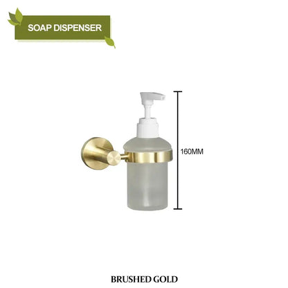 Brushed gold bathroom pendant set with towel bar and paper holder