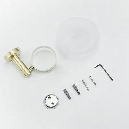 Brushed gold bathroom pendant set with towel bar and paper holder