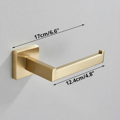 Brushed gold bathroom towel rack set with multi bar shelf and hooks