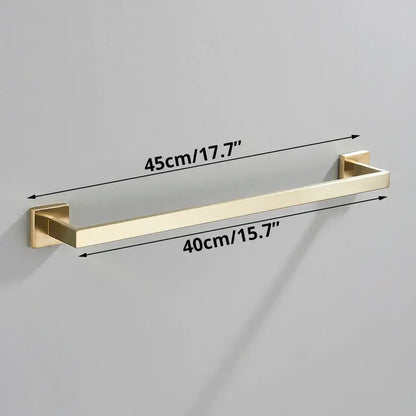 Brushed gold bathroom towel rack set with multi bar shelf and hooks