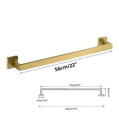 Brushed gold bathroom towel rack set with multi bar shelf and hooks