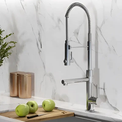 Brushed gold & black flexible spring spout kitchen faucet