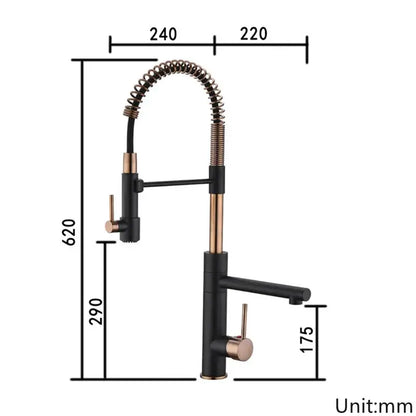Brushed gold & black flexible spring spout kitchen faucet