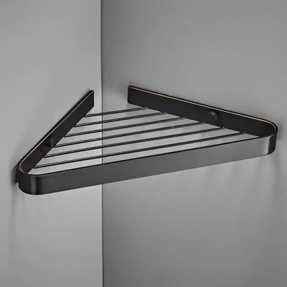 Brushed gold brass bathroom shower rack with hooks corner storage
