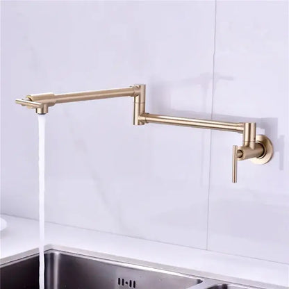 Brushed gold foldable pot filler faucet – kitchen wall mount
