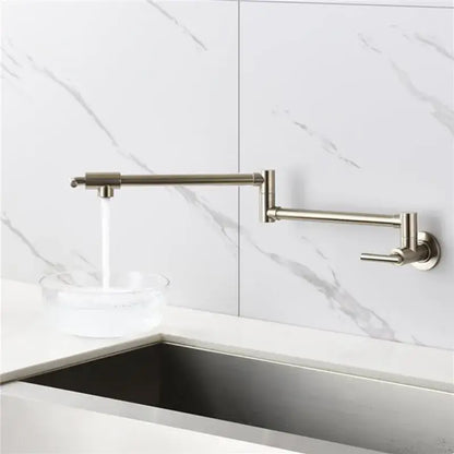 Brushed gold foldable pot filler faucet – kitchen wall mount