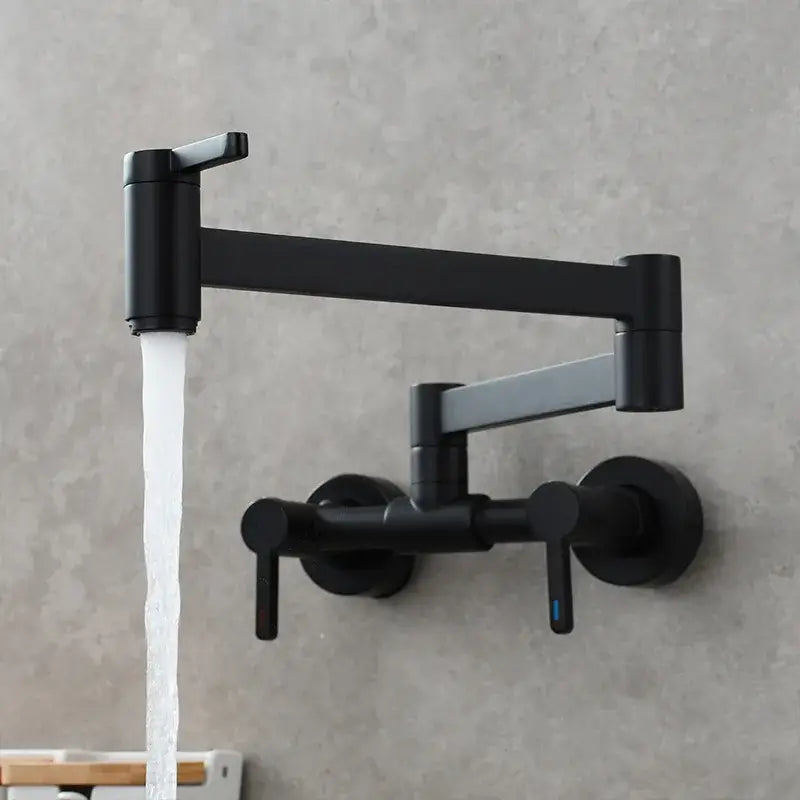 Brushed gold kitchen faucet with foldable spout