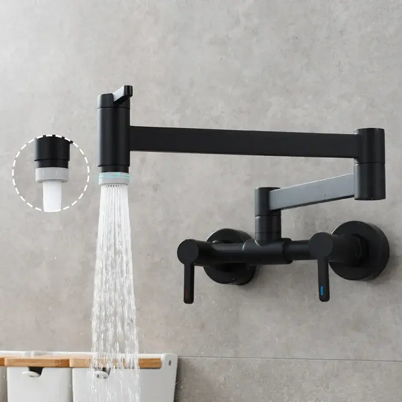 Brushed gold kitchen faucet with foldable spout