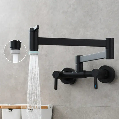 Brushed gold kitchen faucet with foldable spout