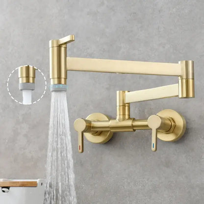 Brushed gold kitchen faucet with foldable spout