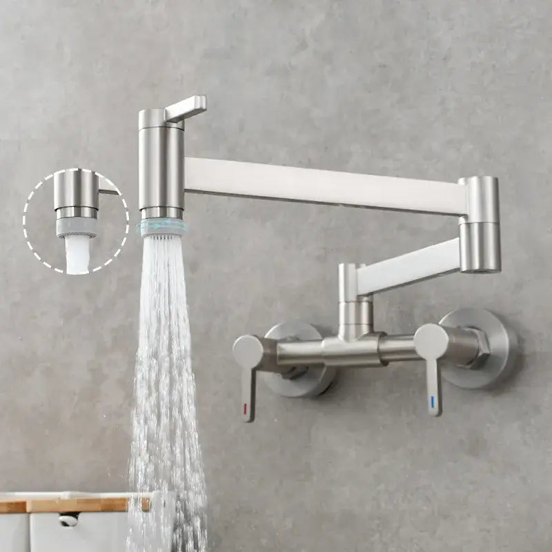Brushed gold kitchen faucet with foldable spout