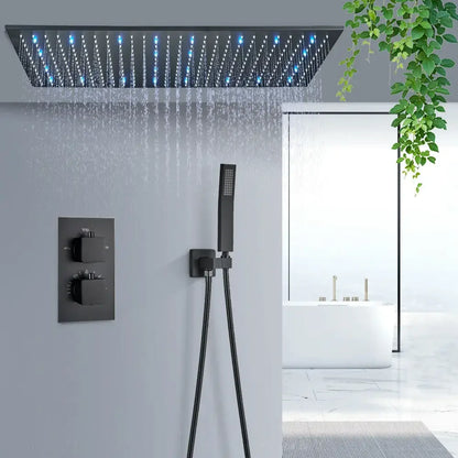 Brushed gold led rainfall shower faucet set for bathroom