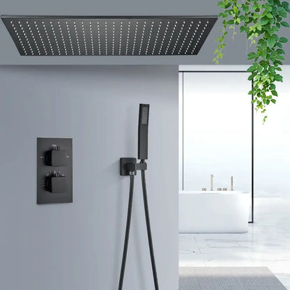 Brushed gold led rainfall shower faucet set for bathroom
