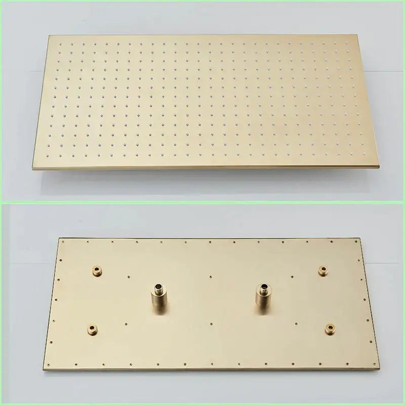 Brushed gold led rainfall shower faucet set for bathroom