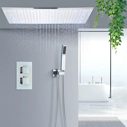 Brushed gold led rainfall shower faucet set for bathroom