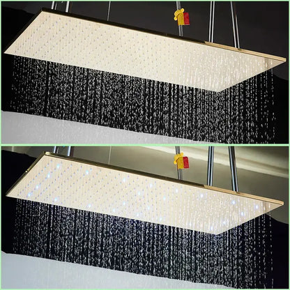 Brushed gold led rainfall shower faucet set for bathroom