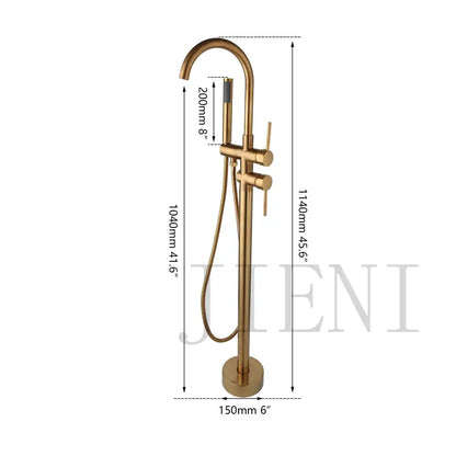Brushed gold mixer roman tub faucet with handheld shower bathroom