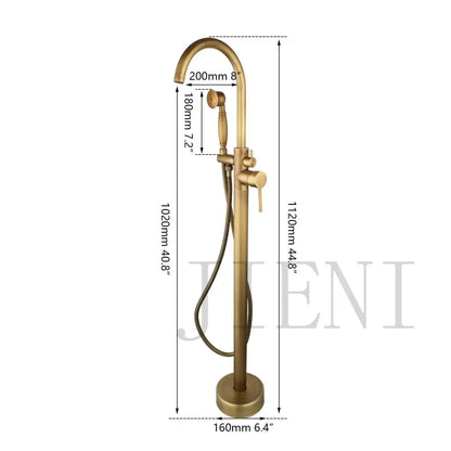 Brushed gold mixer roman tub faucet with handheld shower bathroom