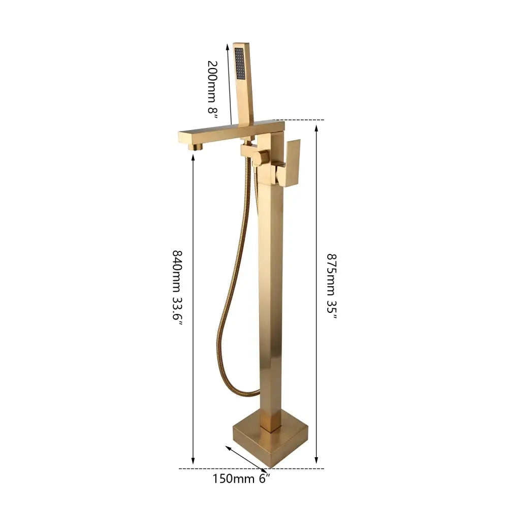 Brushed gold mixer roman tub faucet with handheld shower bathroom