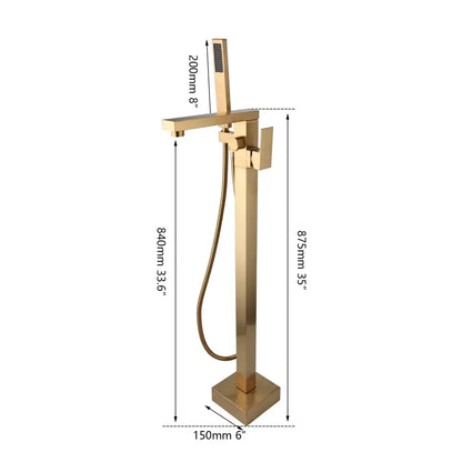 Brushed gold mixer roman tub faucet with handheld shower bathroom