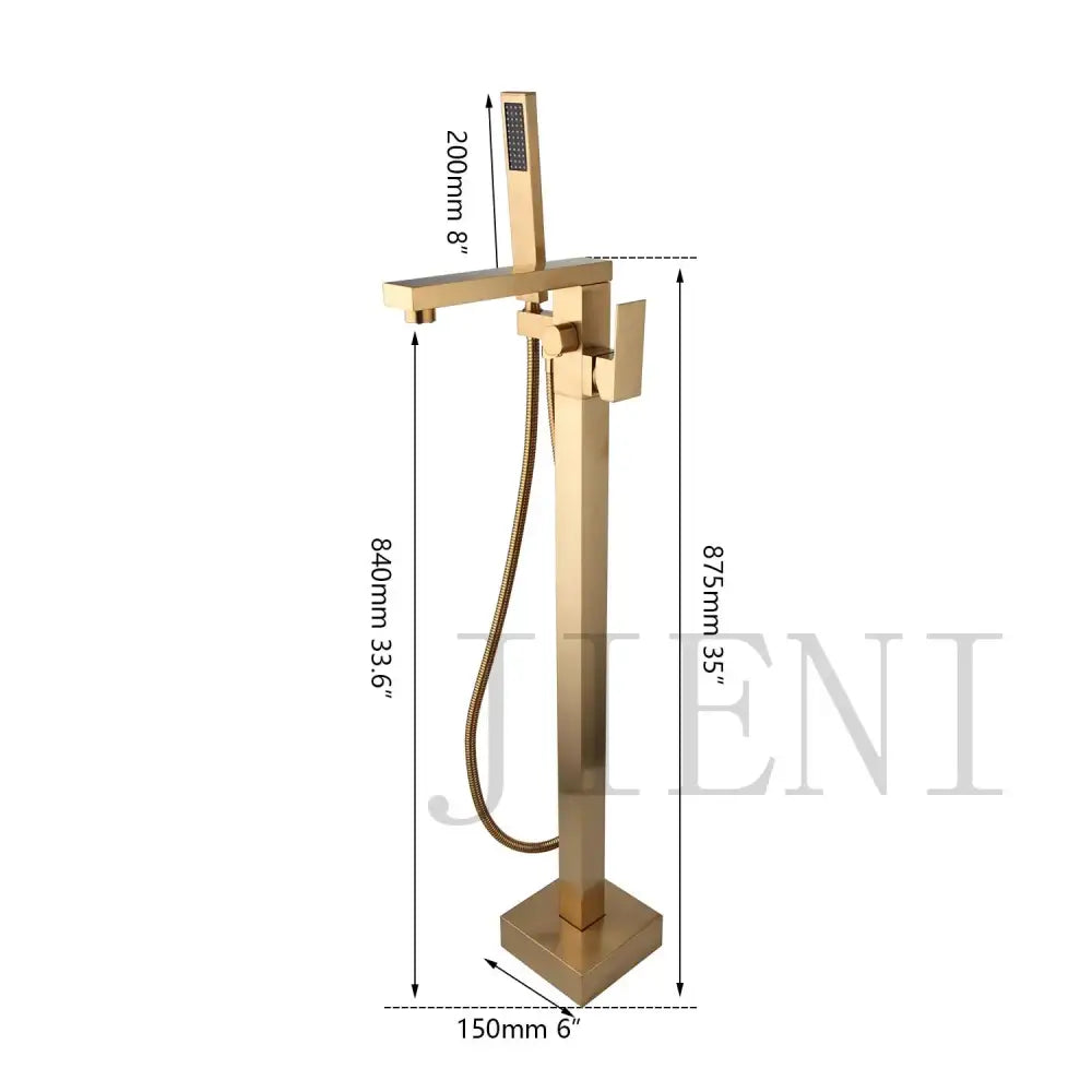 Brushed gold mixer roman tub faucet with handheld shower bathroom