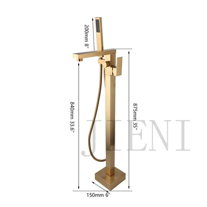 Brushed gold mixer roman tub faucet with handheld shower bathroom