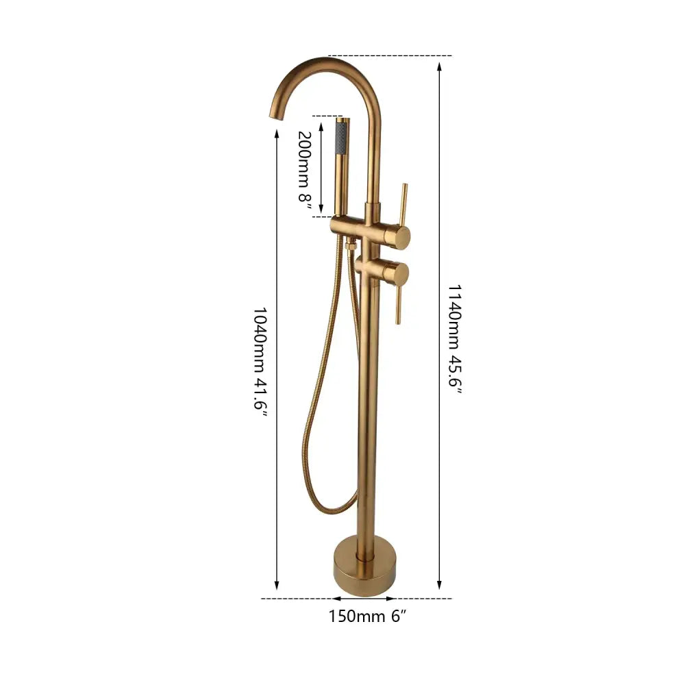 Brushed gold mixer roman tub faucet with handheld shower bathroom