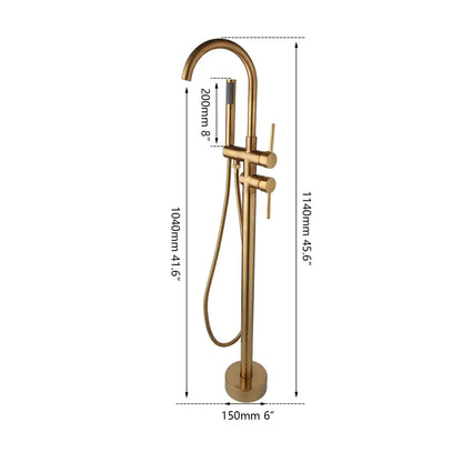 Brushed gold mixer roman tub faucet with handheld shower bathroom