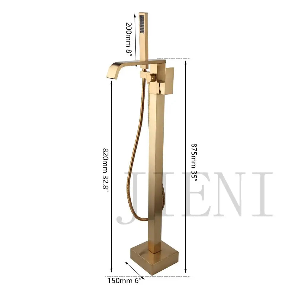 Brushed gold mixer roman tub faucet with handheld shower bathroom