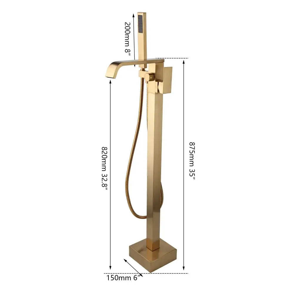 Brushed gold mixer roman tub faucet with handheld shower bathroom