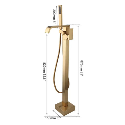 Brushed gold mixer roman tub faucet with handheld shower bathroom