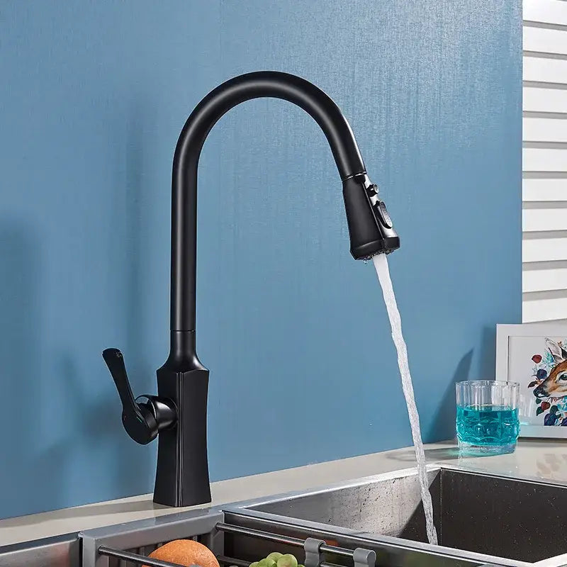 Brushed gold pull out spray kitchen faucet water mixer