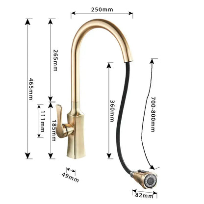 Brushed gold pull out spray kitchen faucet water mixer