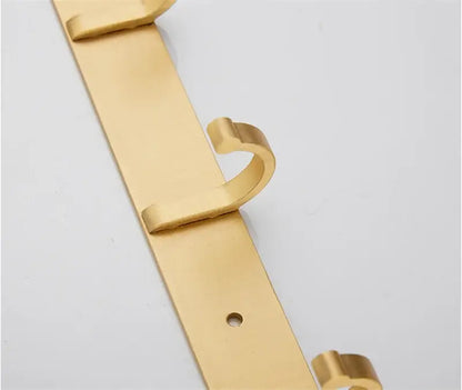 Brushed gold robe hooks 5 hook kitchen wall rack