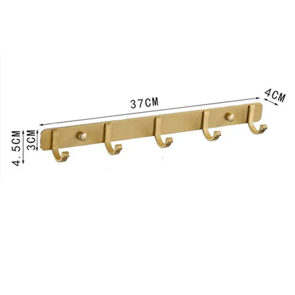 Brushed gold robe hooks 5 hook kitchen wall rack