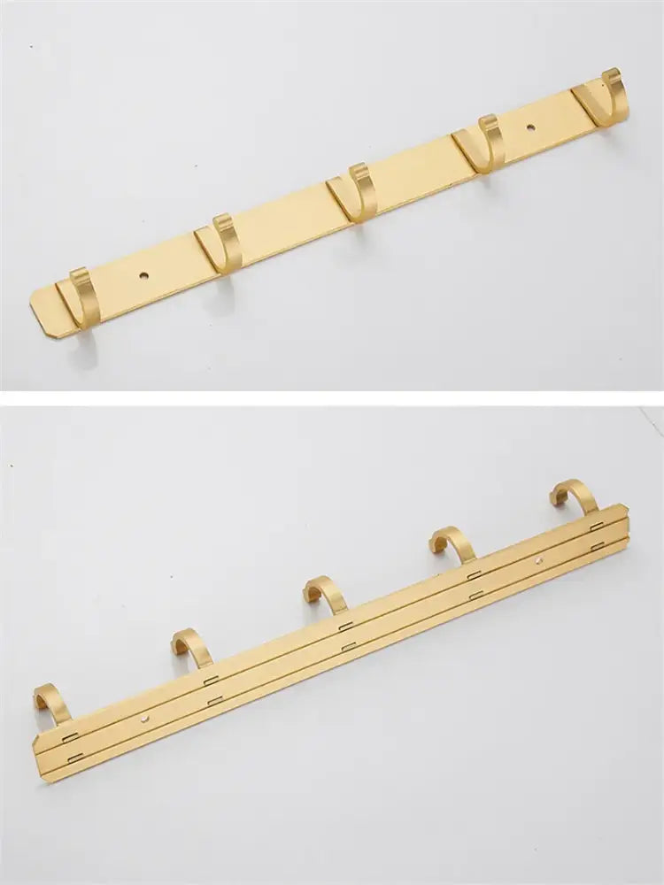 Brushed gold robe hooks 5 hook kitchen wall rack