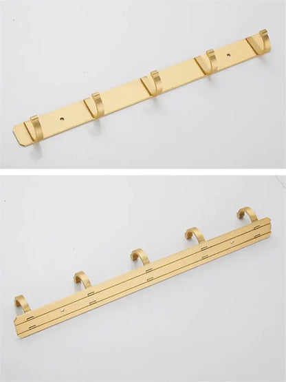 Brushed gold robe hooks 5 hook kitchen wall rack