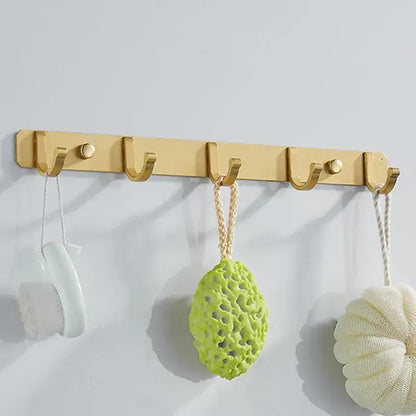 Brushed gold robe hooks 5 hook kitchen wall rack