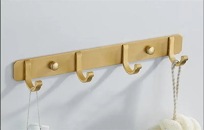 Brushed gold robe hooks 5 hook kitchen wall rack