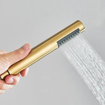 Brushed gold round hand shower bathroom nozzle sprayer