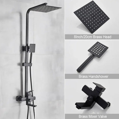 Brushed gold shower mixer with rainfall head and handheld spray bathroom